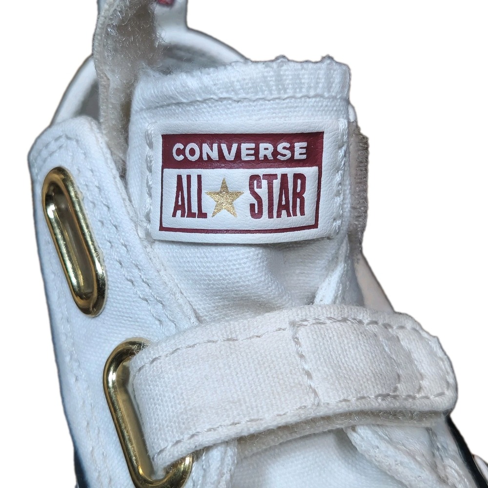 Converse Toddler Ivory Low Top Sneakers With Hearts Size 5c - Picture 7 of 10